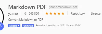 VSCode Markdown PDF Export in WSL1